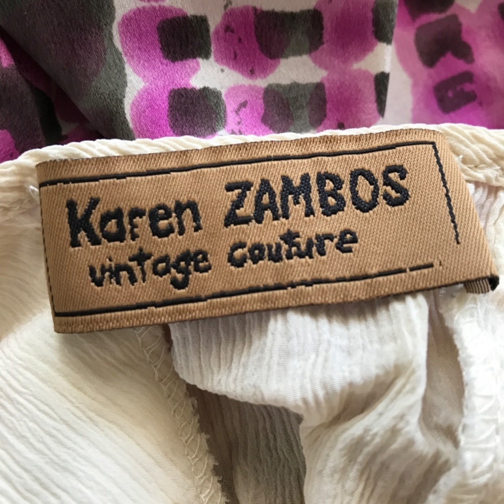 Karen Zambos Vintage Couture 100% Silk Ruched Sleeveless Top | Size 6 - Picture 5 of 6